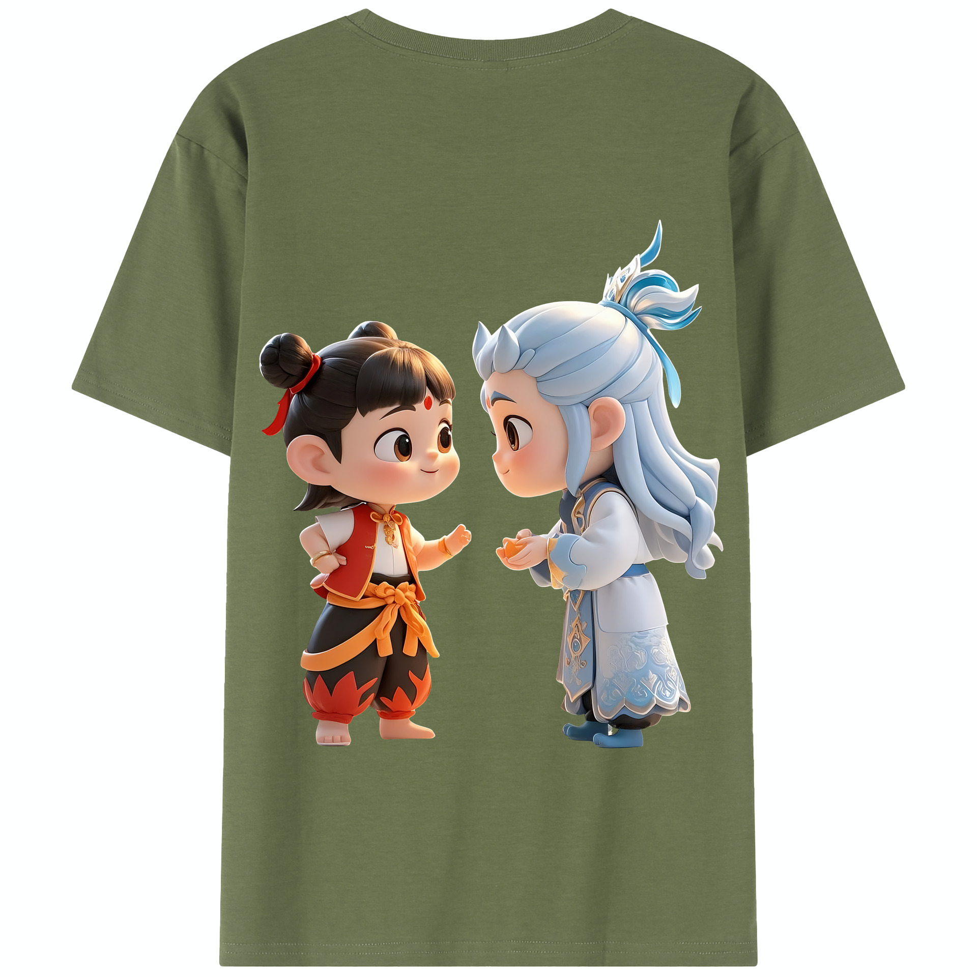 （画像用） Ne Zha 2 ナタ 魔童の大暴れ 綿100％半袖Tシャツ（背面プリント）
